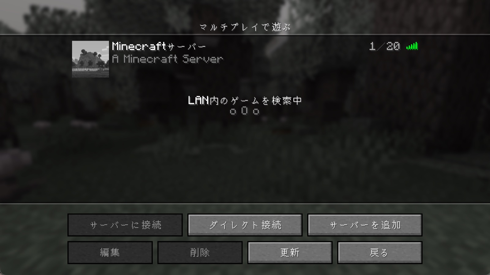 追加したMinecraftサーバーが一覧に表示されている